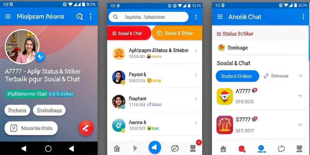 Antarmuka A7777 yang menarik untuk Status & Stiker.