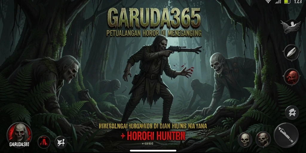 Antarmuka menakutkan dari game Horor Hutan yang penuh misteri.