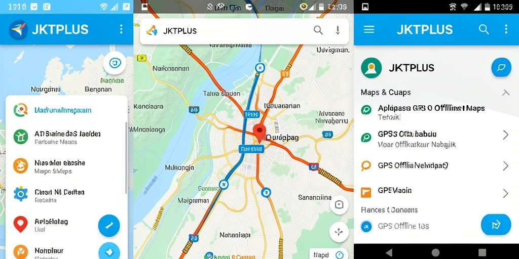 Antarmuka JKTPLUS menampilkan peta yang jelas dan navigasi yang mudah dipahami.