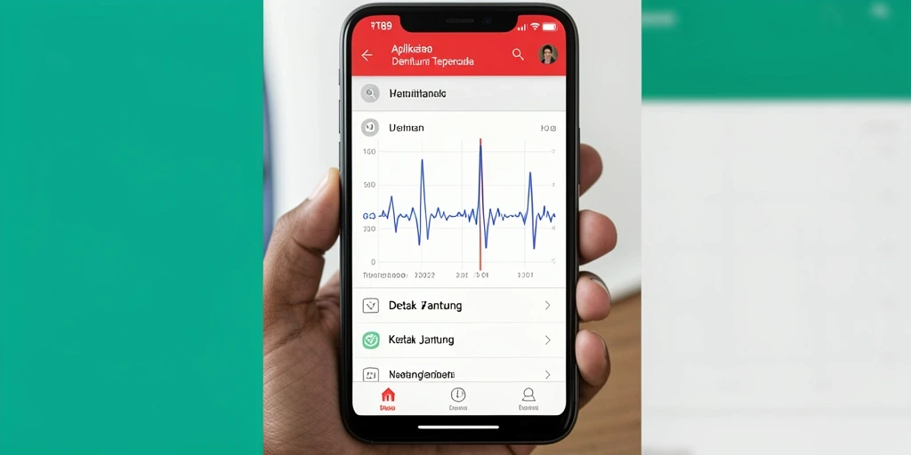 Antarmuka aplikasi PT89 dengan fitur pengukuran detak jantung.