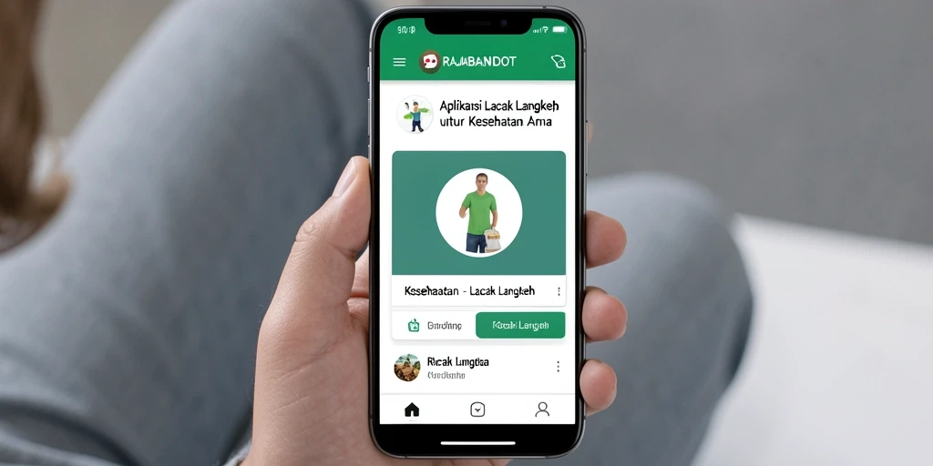 Tampilan antarmuka pengguna RAJABANDOT yang menarik dengan fitur lacak langkah.