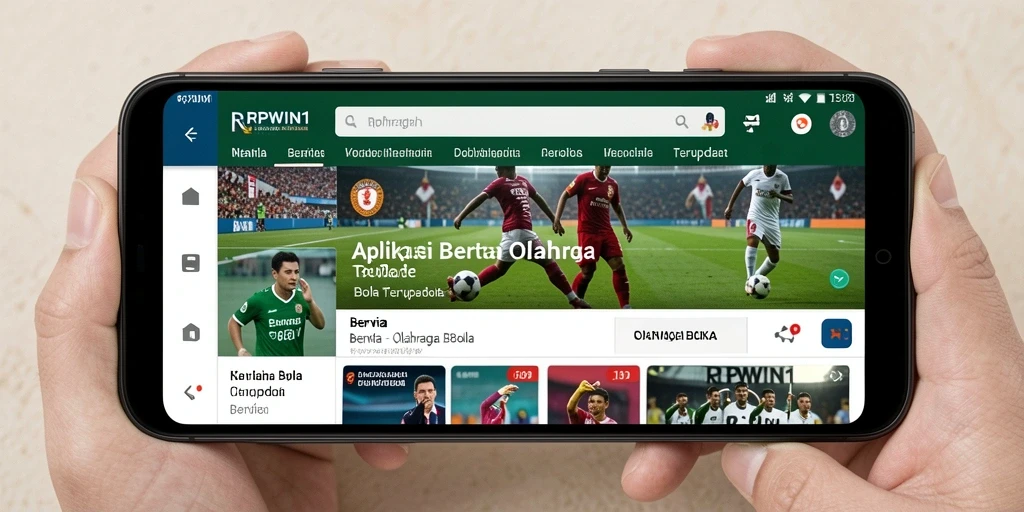 Antarmuka aplikasi RPWIN1 yang menampilkan berita olahraga bola terbaru.