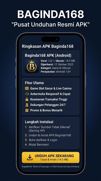 Tampilan halaman APK baginda168